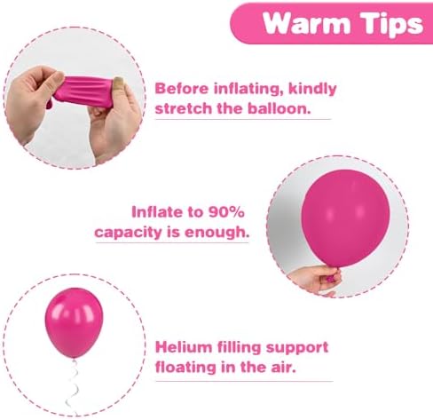 Pink Black Balloons, 50 Pcs Hot Pink for Girls Women Birthday Party Decor - Image 3