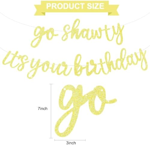BEISHIDA Light Yellow Pre-Strung Go Shawty It's Your Birthday Banner Decor - Image 2