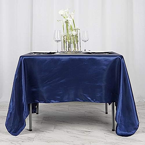 BalsaCircle 10 pcs 72x72 inch Navy Blue Square Tablecloth Satin Fabric Overlays Linens | Table Cloths Cover for Wedding Party Banquet Reception Events Decoration Kitchen Dining Events Kitchen Dining - Image 4