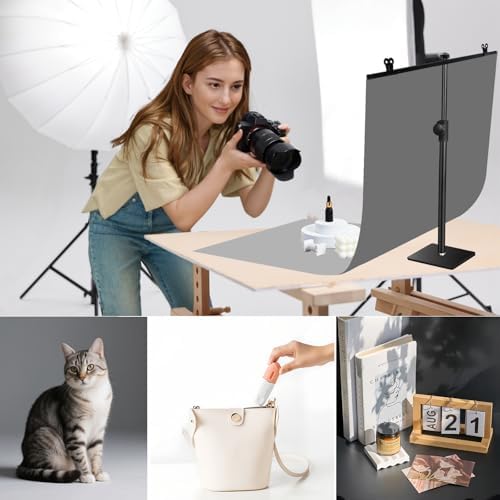 Yoocheese Photo Backdrop Kit, Double-Sided Paper Background with Stand, 22x34 Inch, 14 Colors, for Product Food Photography, Studio Tabletop Props - Image 2