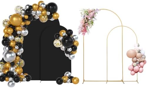 SuuWoee Wedding Arch Backdrop Stand Set of 2 With Black Cover (7.2FT+6FT) by SuuWoee