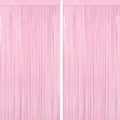 4 Packs Pastel Pink Foil Fringe Curtain, Baby Pink Metallic Tinsel Backdrop for Birthday, Wedding, Baby Shower, Princess Bachelorette Cowgirl Bow Party Decorations Supplies by BSRESIN