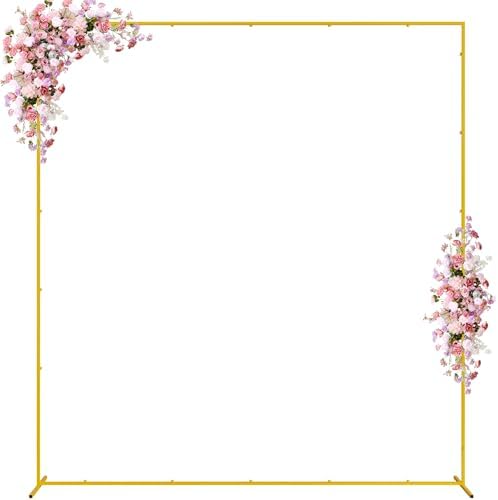 Wokceer Square Wedding Arch Backdrop Stand Gold Metal Arch 7.2FT x 6.6FT by Wokceer