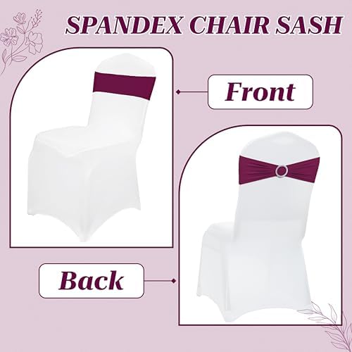 MDS Pack of 25 Spandex Chair Sashes for Wedding Party & Event – Eggplant - Image 4