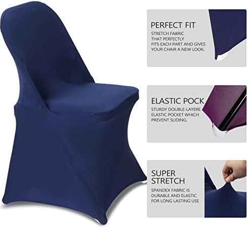 HAINARverS Folding Chair Covers for Wedding, 10pcs Navy Blue - Image 4