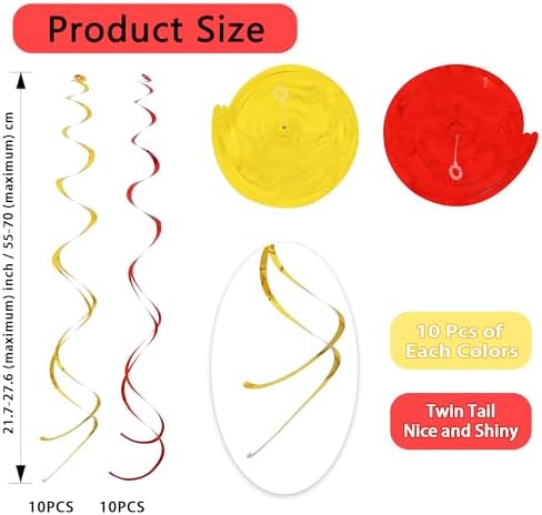 BEISHIDA 20Pcs Red Gold Hanging Swirls Birthday New Year Graduation Decor - Image 2