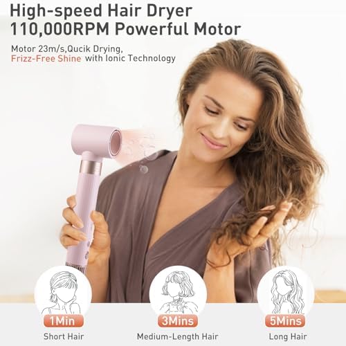 TANSHINE Blow Dryer Brush Set,5 in 1 Professional Hot Air Styler Hair Dryer Brush Styler,High-Speed Dryer Air Curler for Fast Drying Curling Volumizing Straightening Styling,Ionic Technology,Pink - Image 3