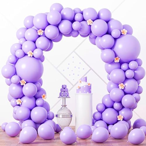 Voircoloria 90pcs Pastel Purple Balloons Garland Arch Kit, 18 12 10 5 Inch by Voircoloria