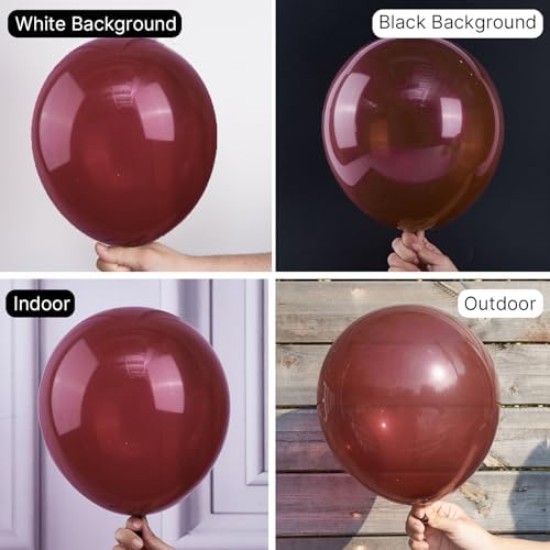 PartyWoo Burgundy Balloons 50pcs Dark Chestnut Red Maroon Dark 12 Inch - Image 2