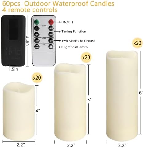 fclayvts 60-Pack LED Flameless Candles with Remote Control - Perfect for Parties, and Special Occasions (Three Sizes) - Image 5