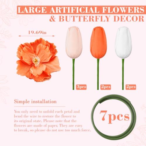 7 Pcs 5ft Boho Large Corn Poppy Flower Giant Artificial Poppies - Image 2