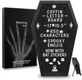 Nomnu Coffin Letter Board, Black Goth Decor with Bat Stickers Spooky Emojis by Nomnu