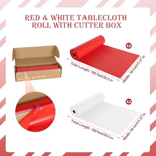 4 Rolls 100FT x 54IN Circus Plastic Tablecloth Roll with Slide Cutter Box - Image 7