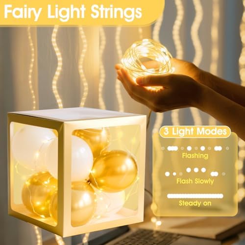 Ledido Transparent Balloon Boxes with 60 Letters Numbers Fairy Lights 4PCS - Image 2