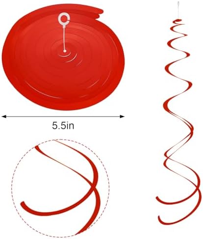 Colorful Ceiling Swirl Foil Decorations Hanging Plastic Streamer Themed Swirl Party for Christmas Graduation Celebration, Pack of 28 (Red and Sliver) - Image 3