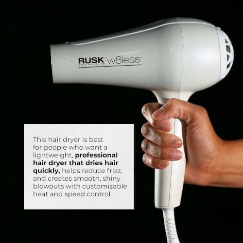 RUSK W8less 2000 Watt Ionic Hair Dryer, Ceramic Tourmaline Technology, 1ct - Image 5