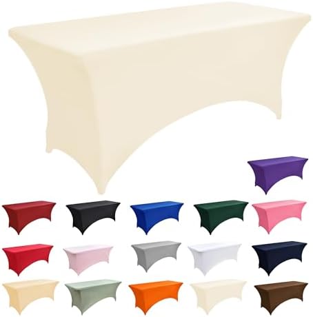 6-Pack 6ft Spandex Table Covers for Rectangle Standard Folding Tables - Wrinkle Resistant Stretch Tablecloths - Ultimate Fitted Table Protector for Parties, Trade Shows, Wedding - Image 3