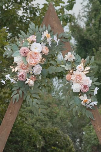 Faux Flower Swag Set of 2 for Wedding Welcome Signs Floral Swag Wedding Reception Ceremony Signs Decor (Champagne & Pink) - Image 5