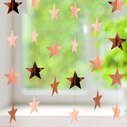 Patelai 130 ft Star Garland Banner Decor,Rose Gold - Image 3