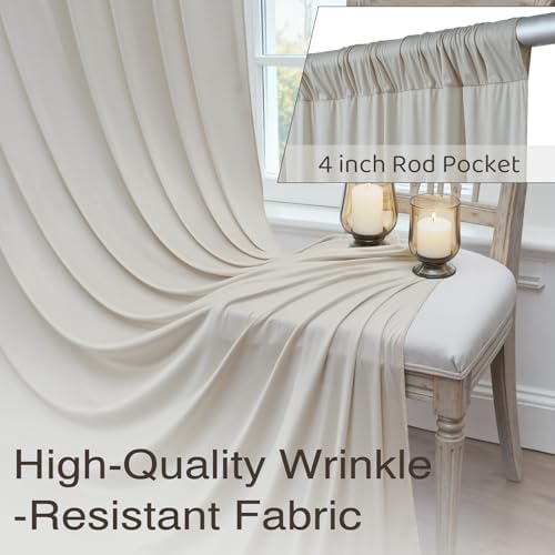 10x10ft Wrinkle Free Beige Backdrop Curtains for Parties, 2 Panels 5x10ft Silky Polyester Photo Backdrop Drapes Back Drop Cloth Drapery for Wedding Birthday Photography Background - Image 4