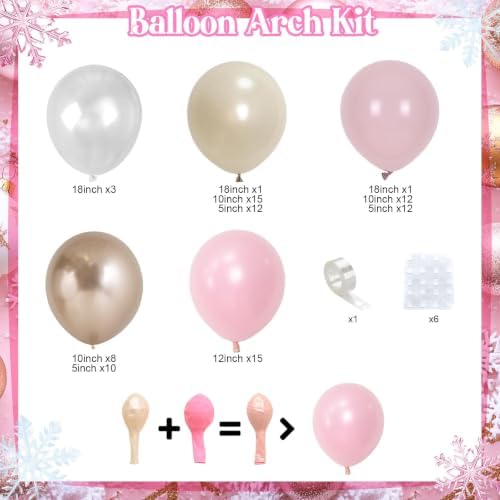 Dusty Pink Balloon Garland Arch Kit Double Stuffed Pink Gold Balloon - Image 2