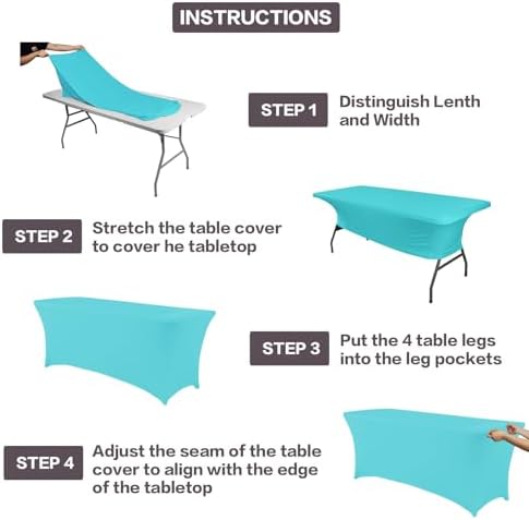 IVAPUPU 6FT Table Cloth for Rectangular Spandex Blue Mist Table Cover - Image 4