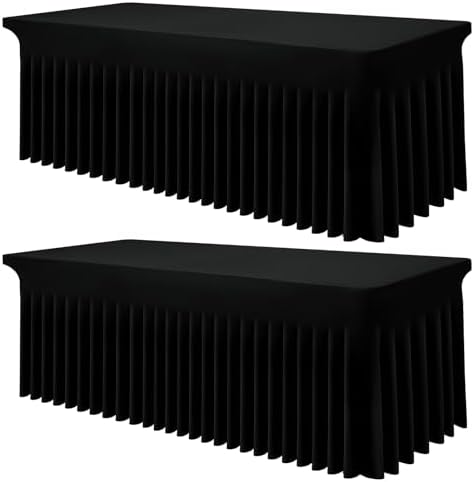 Smiry 2 Pack Spandex Elastic Fitted Table Cloth Skirt for 6FT Table by Smiry