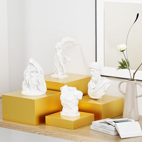 Metal Buffet Risers,4PCS OVERSIZED Food Risers for Buffet Table 8''X9''10''X11'' Display Stand with Mini Acrylic Signs for Catering Dessert Collectibles Jewelry Figures Show Gold Cube Boxes Nesting Risers with Hollow Bottoms - Image 5