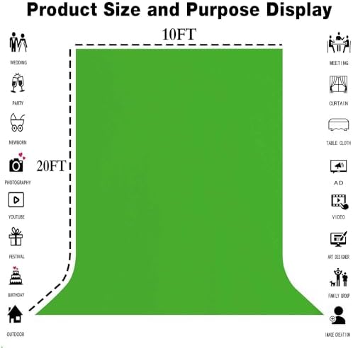 Green Screen Backdrop for Photoshoot, Fabric 10x20ft - Image 3