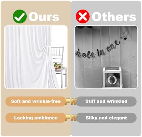 White Backdrop Curtain - 40x10FT Back Drop Curtains for Parties Wrinkle-Free Soft Polyester Photo Backdrop Wedding Decorations Photoground Backdrop Stain-Resistant for Back Drop Stand, 8 Panels - Image 5