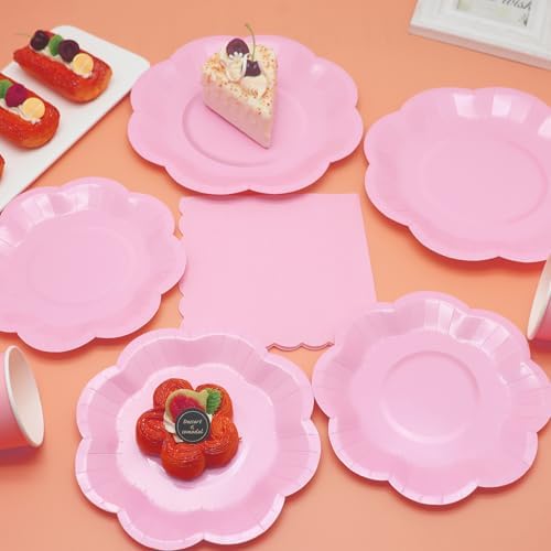 350PCS Light Pink Paper Plates and Napkins Set with Utensils Serve 50 Guests,Pink Party Decorations for Baby Shower Graduation Valentines Day Party Supplies - Image 2
