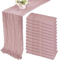 12 Pack 10Ft Cheesecloth Table Runner 35x120 Inch Boho Gauze Rustic Cheese Cloth Long Romantic Table Runner for Wedding Bridal Shower Birthday Party Table Decor (Dusty Pink) by Fivenl