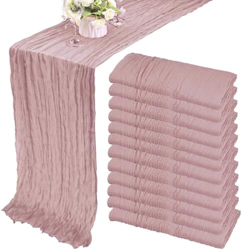 35x72 Inch Dusty Pink Cheesecloth Table Runner Boho Wedding Party Decor by Fivenl