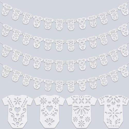 Amazingspark 4 Set White Papel Picado Baby Bodysuit Banner by Unknown