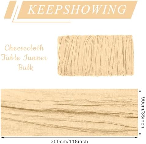 12 Pack Cheesecloth Table Runner, Runner Gauze Boho Wedding Decor Romantic Table Runner for Wedding Birthday Party(35" x 118") (Light Brown) - Image 2