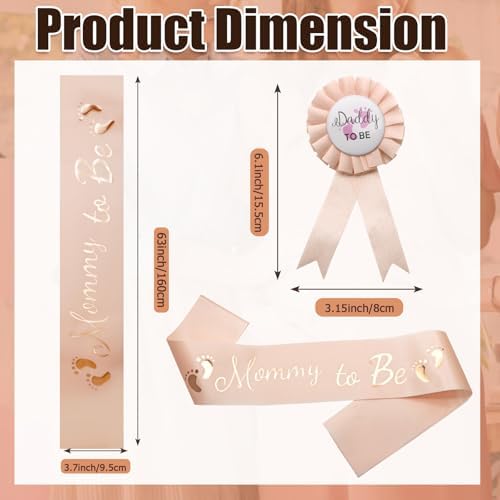 MILVOWOC 2 Pack Baby Shower Sash Set - Champagne Satin - Image 4