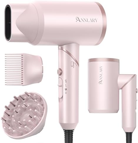 ANNLARY Hair Dryer with Comb and Diffuser, 1800W Blow Dryer by ANNLARY