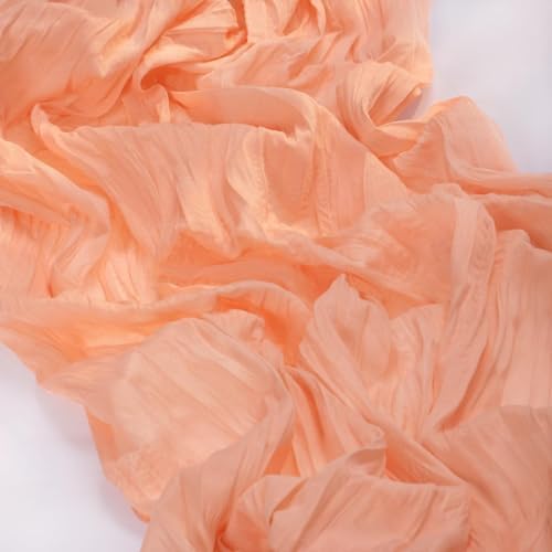 Peach Pink Cheesecloth Table Runner Boho Fall Dinning Table Decor 10ft - Image 4