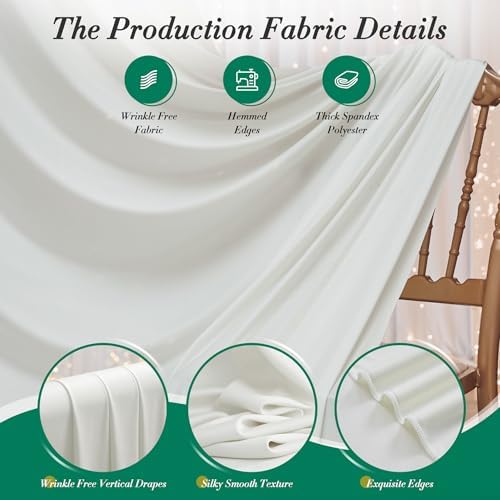 60 ft x 10 ft Wrinkle Free Ivory Backdrop Curtain for Parties, 12 Panels 10ft Polyester Ivory Photo Backdrop Drapes for Graduation Birthday Wedding Party Stage Curtains - Image 4