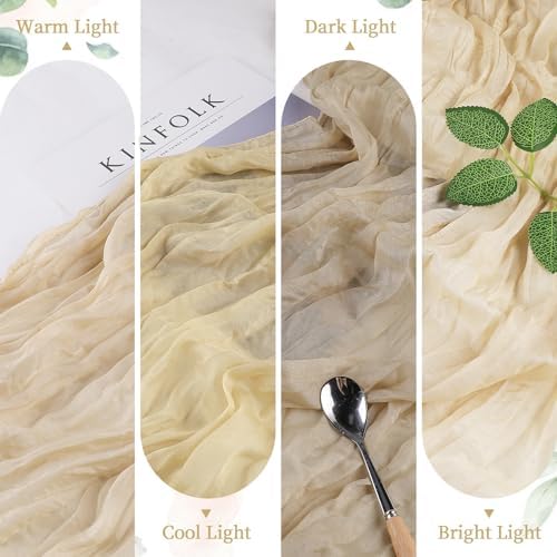 6 Pack Beige Cheesecloth Table Runner 35×120Inch Boho Wedding Home Decor - Image 5