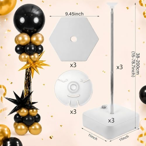 Blueweenly 3 Sets Black and Gold Column Stand Kit, Roaring Halloween Decor - Image 3