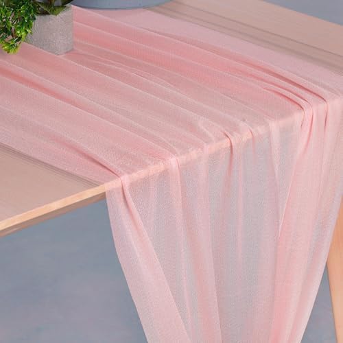 Pack of 10 Chiffon Table Runners 29 x 120 Inch, 14FT Long - Dusty Rose - Image 2