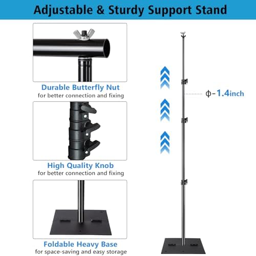 SLOW DOLPHIN Heavy Duty Backdrop Stand10ft x 8.5ft Adjustable Background Support System Kit with Steel Base for Photography, Photo Backdrop Stand for Parties Birthday, Photo Booth Video Studio - Image 2