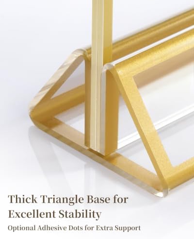 Dynta Acrylic Sign Holder 8.5x11 8pck Clear Table Display Stands Double Sided Table Sign Holders, Menu Holder for Wedding, Party, Office, Store, Home Use (Gold Frame) - Image 5
