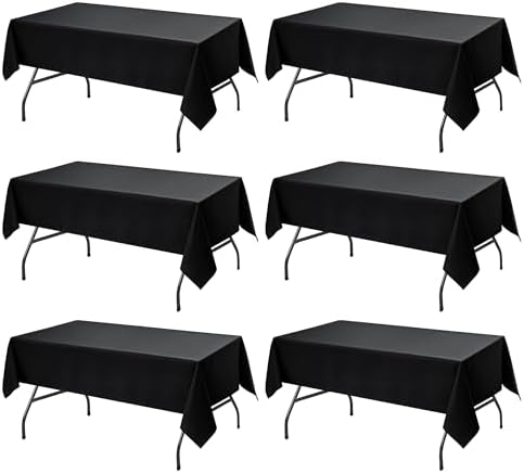 6-Pack Black Tablecloths for Rectangle Tables, 60 x 102 Inches by DailySet