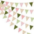Sage Green Dusty Rose Pink Champagne Gold Pennant Banner Flag Hanging Glitter Paper Triangle Bunting for Jungle Safari Woodland Themed Birthday Wedding Wild Party Decorations Supplies by pinkblume
