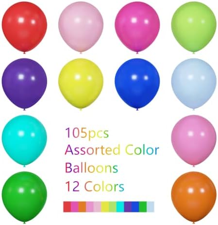 Voircoloria 105pcs Colorful Rainbow Party Latex Balloons, 12inch - Image 3