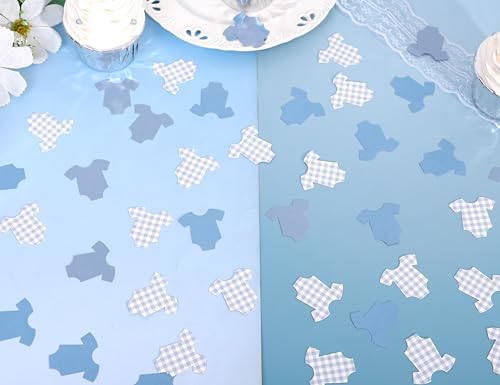 Blue Bodysuit Confetti,Blue Gingham Baby Shower Confetti,Baby Shower Decor - Image 4