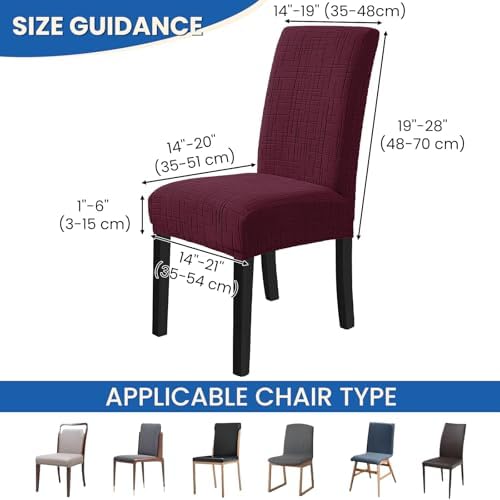 Super Stretch Chair Covers for Dining Chairs Set of 2, Burgundy - Image 3
