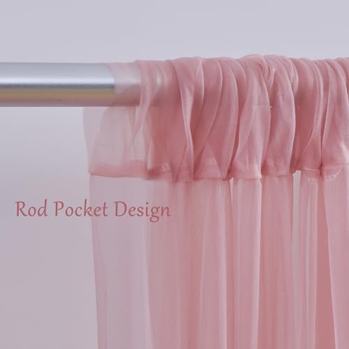 30×10ft Dusty Rose Tulle Backdrop Curtain with Lights String for Parties, Sheer Photo Backdrop Curtains for Wedding Party Photography Background - Image 5